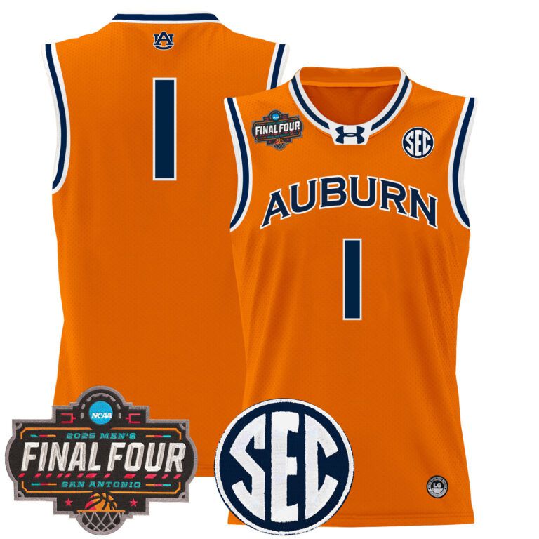 Men Auburn Tigers #1 orange 2025 Final Four Patch Lightweight  NCAA Jersey->ncaa teams->NCAA Jersey